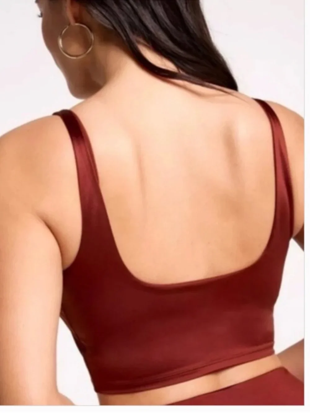 Calia Ubar Longline Bikini Top Red Brown Shine Small NWT